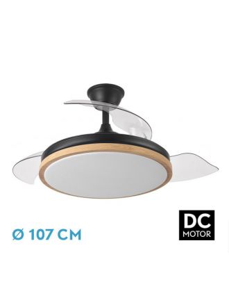 Ventilador Dc Evros 72w 6120lm Negro/haya 107d 3asp.desplegables 3000-4000-6000k Remoto+temp+memoria