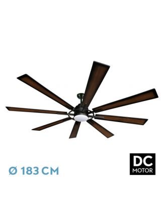 Ventilador Dc Fusion 24w Negro/roble 8aspas183d Regulable Intensidad 2950lm 3000k,4000k,6000k Remoto+temporizador+memoria