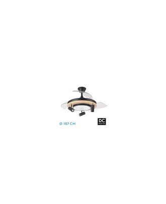 Ventilador Dc Gladiator 37+15w Negro/madera 3asp.107d 3980lm 3000-4500-6500k 2encendidos Indep.Remoto+memoria+temporiz.