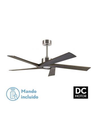 Ventilador Dc Nadir Niquel/rustico Sin Luz 5 Aspas 142,2d C/control Remoto Y Temporizador