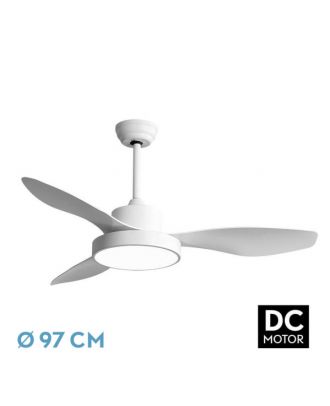 Ventilador Dc Hayate 24w 2650lm Blanco 3asp 6vel 97d 3000-4000-6000k Remoto,memoria Y Temporizador