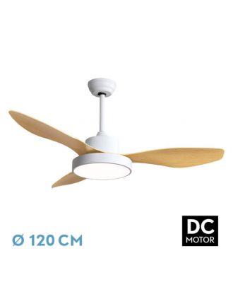 Ventilador Dc Hayate 48w 4080lm Blanco/haya 3 Asp 39/54x120x120cm 3000-4000-6000k C/remoto