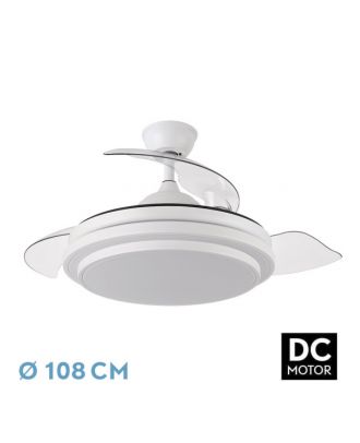 Ventilador Dc Ibe 59w 6980lm Blanco 3 Asp.desp. 107d 3000-4000-6000k Remoto, Reg. intensidad, Memoria Y Temporizador