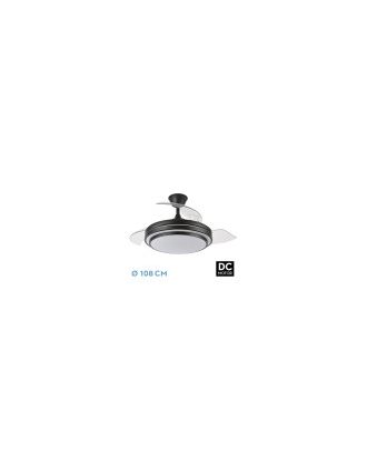 Ventilador Dc Ibe 59w 6980lm Negro 3 Asp.desp. 107d 3000-4000-6000k Remoto, Memoria Y Temporizador