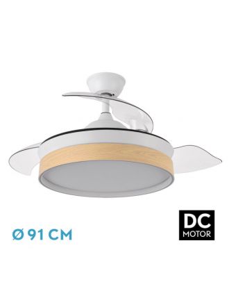Ventilador Dc Iglu Blanc/hay 72w 6120lm 91d 3asp.desplegables 3000-4000-6000k Remoto, Temporizador, Memoria
