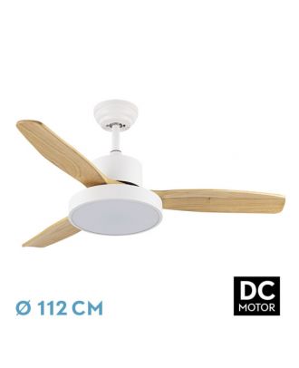 Ventilador Dc Kavala 48w Blanco 3aspas Haya 112d 6velocidades 4078lm 3000-4000-6000k Remoto+memoria+temporizador