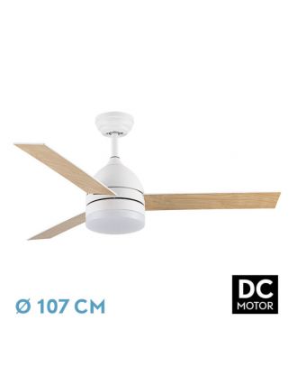 Ventilador Dc Legio 26w Blanco 3aspas Blanco/haya 107d 2950lm 3000-4000-6000k Remoto+memoria+temporizador