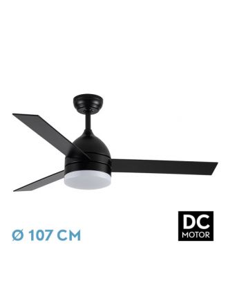 Ventilador Dc Legio 26w Negro 3aspas negro/roble 107d 2950lm 3000-4000-6000k Remoto+memoria+temporizador