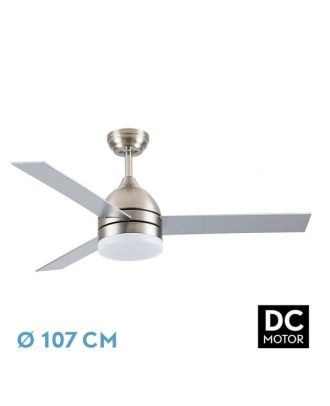 Ventilador Dc Legio 26w Niquel 3aspas Plata/haya 107d 2950lm 3000-4000-6000k Remoto+memoria+temporizador