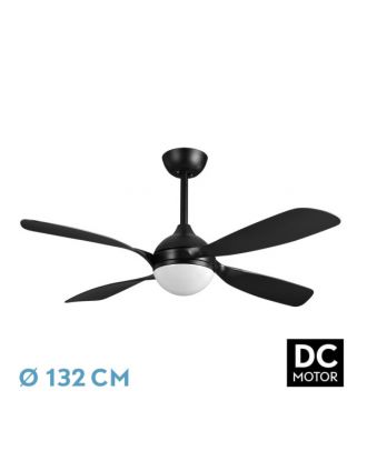 Ventilador Dc Livorno 30w 3250lm Negro 132d 4aspas 3000k,4500k,6000k, Remoto+ Temporizador+ Memoria