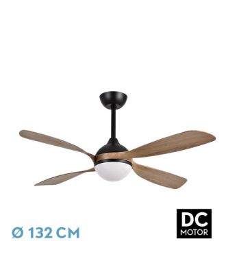 Ventilador Dc Livorno 30w 3250lm Negro/roble 132d 4aspas 3000k,4500k,6000k, Remoto+ Temporizador+ Memoria