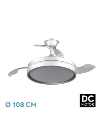 Ventilador Dc Mandarin  Plata 72w 3aspas 108d Reg.intensidad 7200lm 3000-4000-6500k Remoto+memoria+temporizador