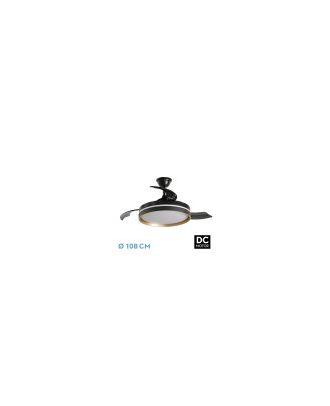 Ventilador Dc Mandarin Negro/oro 72w 3aspas 108d Reg.intensidad 7200lm 3000-4000-6500k Remoto+memoria+temporizador 