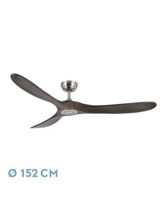 Ventilador Dc Marin Niquel 3 Aspas Roble Sin Luz 6 Velocidades Remoto Temporizador 152d 24