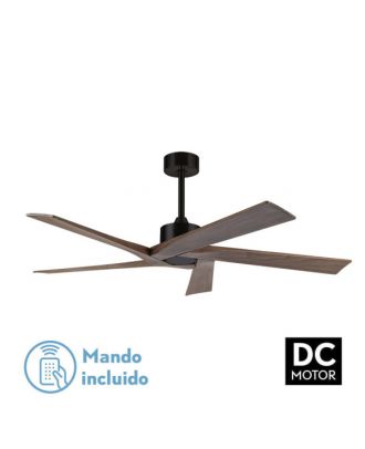 Ventilador Dc Nadir Negro/nogal Sin Luz 5 Aspas 142,2d C/control Remoto Y Temporizador