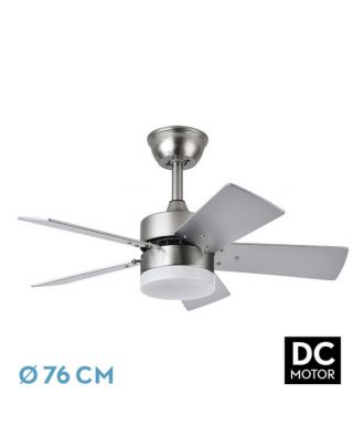 Ventilador Dc Marta 36w Niquel 5 Aspas Rev. Haya/plata  41x76d 3060lm C/ Remoto, Memoria Y Temporizador 3000k,4000k,6000k