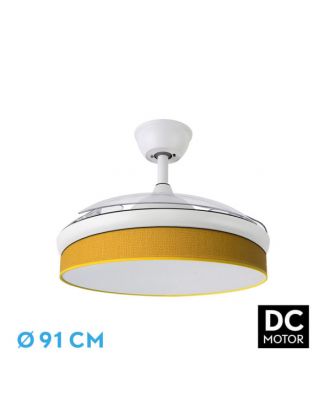Ventilador Dc Moda 72w Blanco/amarillo 91d 3aspas 7200lm 3000-4000-6000k Remoto+ Memoria+ Temporizador