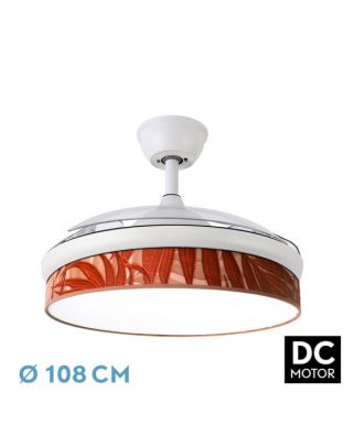 Ventilador Dc Moda 72w Blanco/hoja Caldera 108d 3aspas 7200lm 3000k,4000k,6000k Remoto+memoria+temporizador
