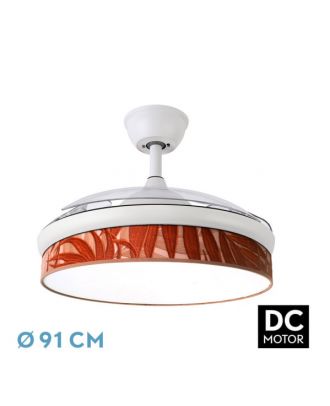 Ventilador Dc Moda 72w Blanco/hoja Caldera  91d 3aspas 7200lm 3000k, 4000k, 6000k Remoto+ Memoria+ Temporizador