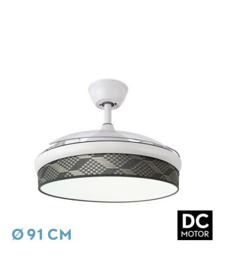 Ventilador Dc Moda 72w Blanc/tetris Gris 91d 3asp 7200lm 3000-4000-6000k Remoto+ Memoria+ Temporizador