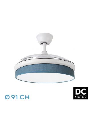 Ventilador Dc Moda 72w Blanco/azul 91d 3aspas 7200lm 3000-4000-6000k Remoto+ Memoria+ Temporizador