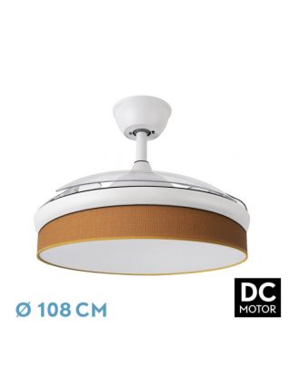 Ventilador Dc Moda 72w Blanco/naranja 108d 3aspas 7200lm 3000-4000-6000k Remoto+memoria+temporizador