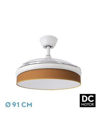 Ventilador Dc Moda 72w Blanco/naranja 91d 3aspas 7200lm 3000-4000-6000k Remoto+ Memoria+ Temporizador