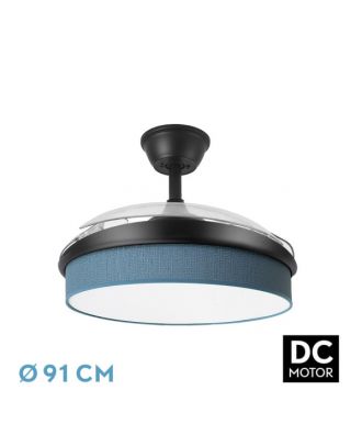 Ventilador Dc Moda 72w Negro/azul 91d 3aspas 7200lm 3000-4000-6000k Remoto+ Memoria+ Temporizador