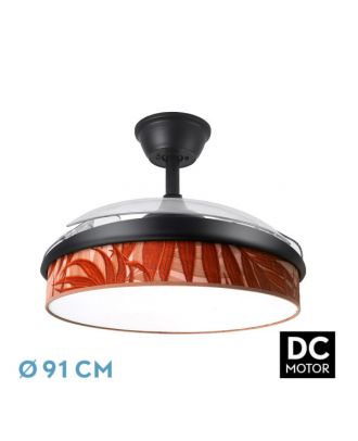 Ventilador Dc Moda 72w Negro/hoja Caldera  91d 3aspas 7200lm 3000k, 4000k, 6000k Remoto+ Memoria+ Temporizador
