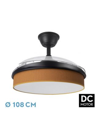 Ventilador Dc Moda 72w Negro/naranja 108d 3aspas 7200lm 3000-4000-6000k Remoto+memoria+temporizador