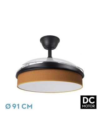 Ventilador Dc Moda 72w Negro/naranja 91d 3aspas 7200lm 3000-4000-6000k Remoto+ Memoria+ Temporizador