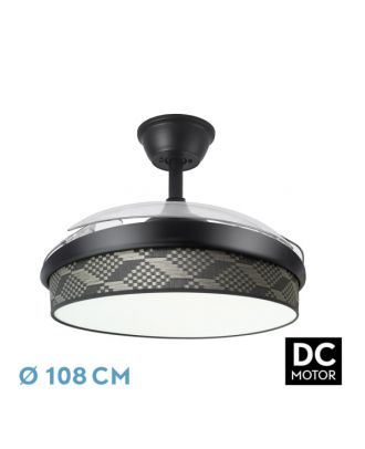Ventilador Dc Moda 72w Negro/tetris Gris 108d 3aspas 7200lm 3000-4000-6000k Remoto+ Memoria+ Temporizador