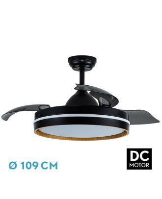 Ventilador Dc Nalon 72w Negro/madera Oscura 3aspas109d 7200lm 3000k,4500k,6000k Remoto+memoria+temporizador