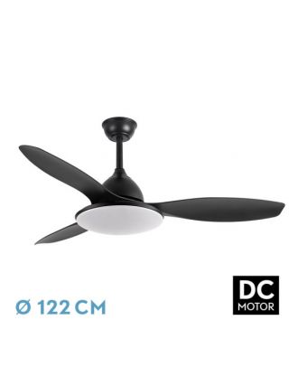 Ventilador Dc Negro Yael 72w 3000-4000-6000k 122d 7200Llm 3 Aspas, Remoto+temporizador+memoria