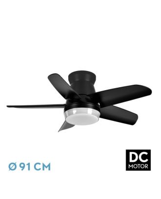 Ventilador Dc Neutron 24w 2400lm Negro 5 Aspas 91d  3000k,4500k,6000k, Remoto+temporizador+memoria
