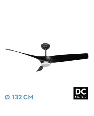Ventilador Dc Niger 22w Negro 3aspas 132d 6vel. Regulable Intensidad 2180lm 3000k,4000k,6000k Remoto+temporizador+memoria