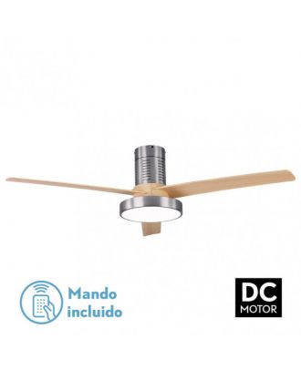 Ventilador Dc Pax 40w 3200lm Niquel 3 Aspas Haya 32x139d 3000-4000-6000k  C/remoto , Memoria Y Temporizador