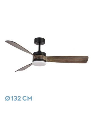 Ventilador Dc Oriente 26w Negro 3 Aspas Roble 132d 6vel 3colores 2950lm Remoto,temporizador,memoria 24