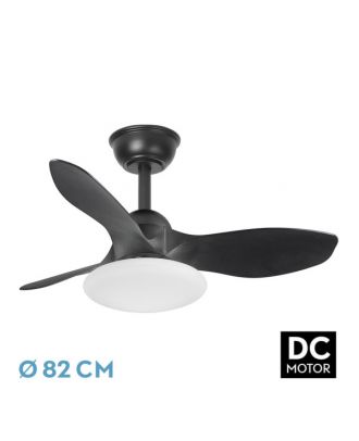 Ventilador Dc Paramo 36w 2880lm Negro 3 Aspas 82d  3000k,4500k,6000k,remoto+tempor+memoria