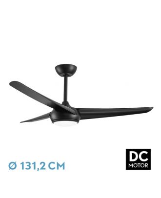 Ventilador Dc Patras 24w Negro 3aspas 6vel 3colores 131,2d 2424lm Remoto,memoria,temporizador