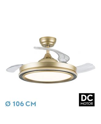 Ventilador Dc Picolo 72w 6226lm Oro/negro 3 Asp  Desp. 106d 3000-4000-6500k Remoto, Memoria, Temporizador