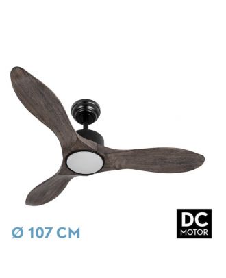 Ventilador Dc Segre 24w Negro 3aspas Roble 107d 2424lm 3000k,4000k,6500k Remoto+temporizador+regulador Intensidad+memoria