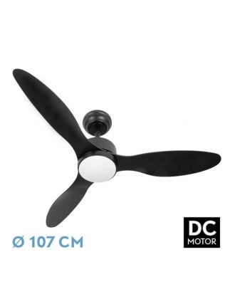 Ventilador Dc Serpa 24w Negro 3aspas 6vel 107d 2424lm 3000-4000-6500k Remoto+regulable Intensidad+temporizador+memoria