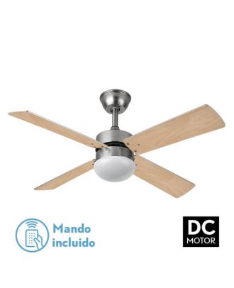Ventilador Dc Sofia 2xe27 Niquel 4 Aspas Rev.Haya/plata 40x107d C/remoto Temporizador