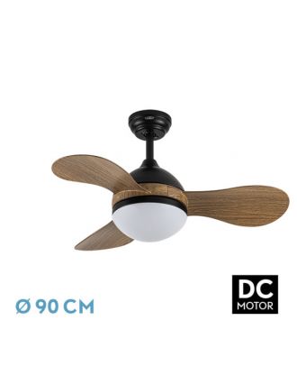 Ventilador Dc Solido 24w Negro 3aspas Madera 91d 2640lm 3000k,4000k,6500k Remoto+memoria+temporizador