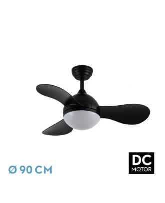 Ventilador Dc Solido 24w Negro 3aspas 91d 2640lm 3000-4000-6500k Remoto+memoria+temporizador