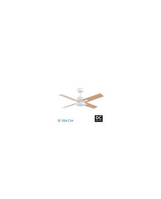 Ventilador Dc Talco 20w Blanco 4asp. Blanco/haya 6velocidades 3000-4000-6500k 2350lm Remoto, Memoria, Temporizador 106d