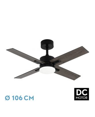 Ventilador Dc Talco 20w Negro 4aspas Negra/gris 6vel. 3000k,4000k,6500k 2350lm Remoto, Memoria, Temporizador 106d
