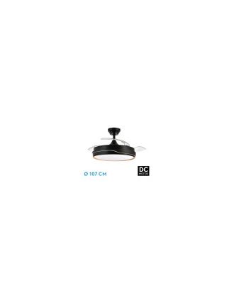 Ventilador Dc Tempano Negro/madera 72w 3aspas 107d 7200lm 6vel 3000k,4500k,6000k Remoto+temporizador+memoria