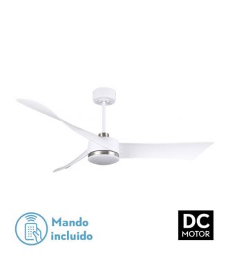 Ventilador Dc Tempel 26w Blanco/niquel 3 Aspas 132d 6vel. 3000k, 4000k, 6500k 2950lm  C/remoto, Memoria Y Temporizador
